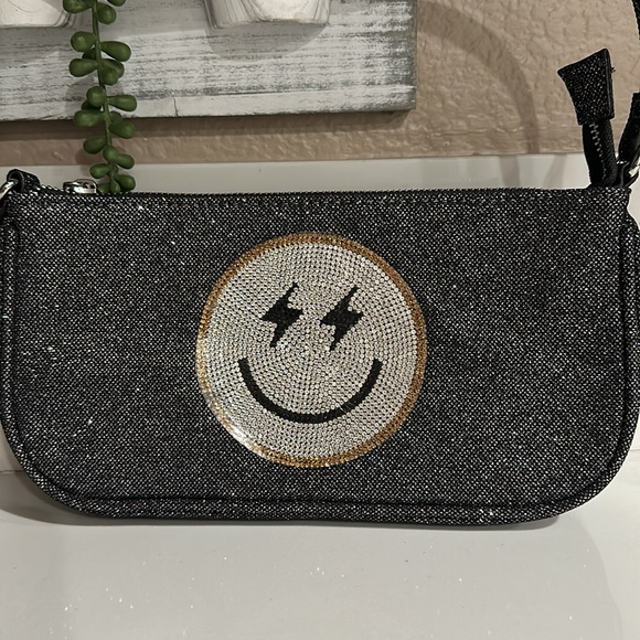 Skinny Dip London Amber Smile Emoji Rhinestone Shoulder Bag - Picture 2 of 4